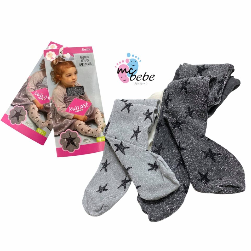 Καλτσόν ασημί με αστεράκια bebe1135