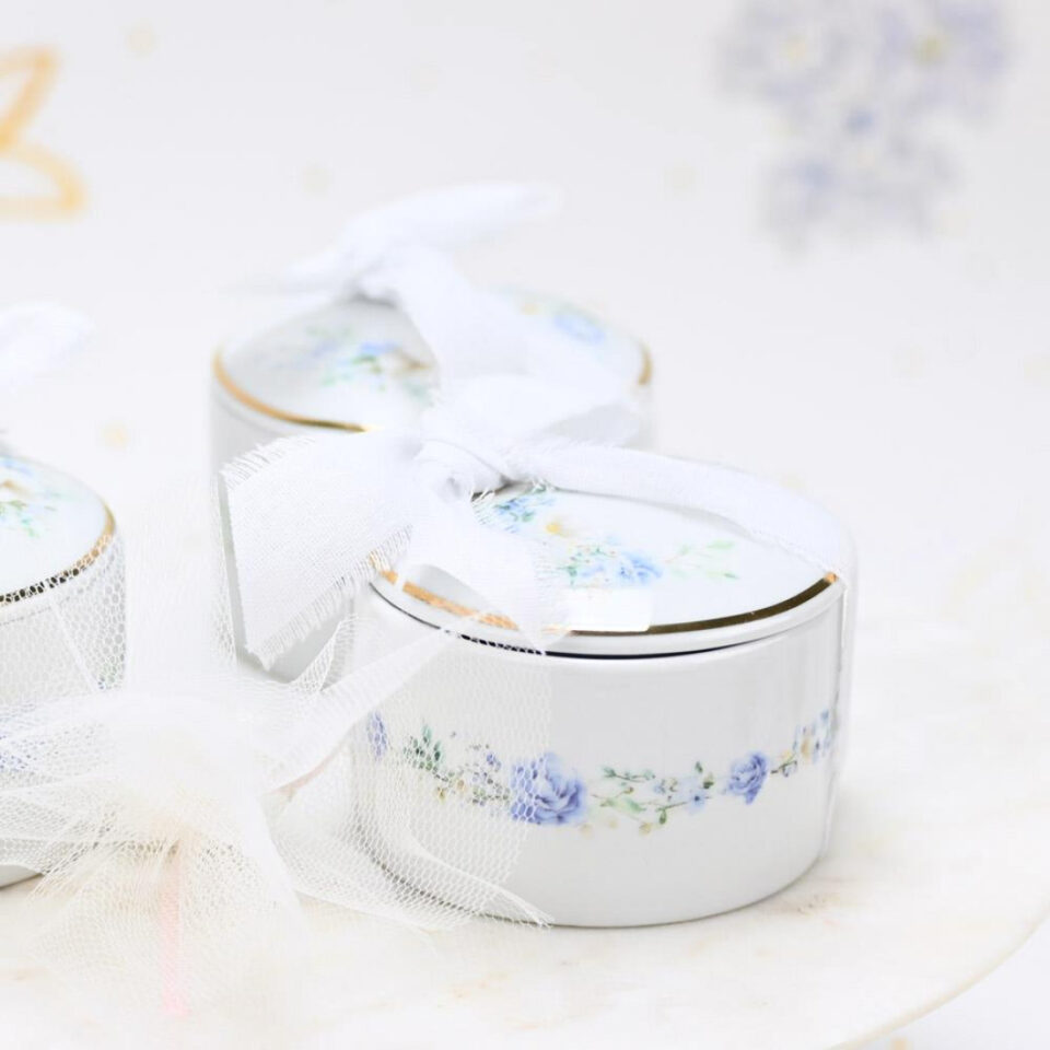 α Μπομπονιέρα μπιζουτιέρα πορσελάνης Blue fleur mc26121